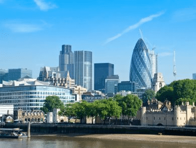 London skyline with the Gherkin