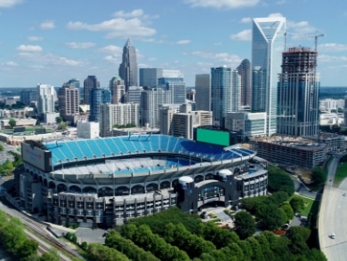 Charlotte skyline with the stadium in the foreground
