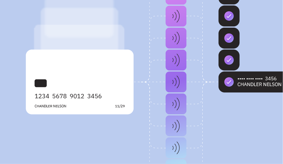 Illustration of a payment card alongside a secure capture interface