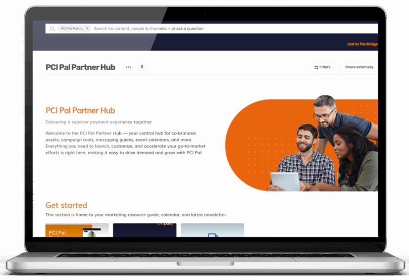 Laptop screen with image of PCI Pal Partner Hub